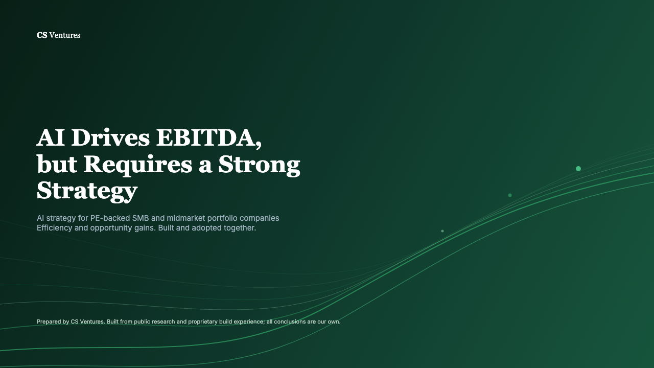 Cover slide: AI Drives EBITDA, but Requires a Strong Strategy